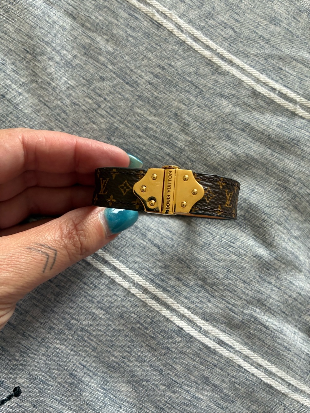 Louis Vuitton Monogram Bracelet with Gold S-lock